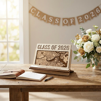 Support de carte souvenir de diplôme personnalisé 2026 en contreplaqué 3D superposé, décoration de bureau, service de personnalisation de carte locale, souvenir