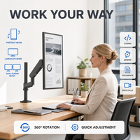 Bras de moniteur à mouvement complet, ressort mécanique simple, réglable en hauteur, fixation par pince de bureau pour écran LED/LCD de 17 à 32 pouces