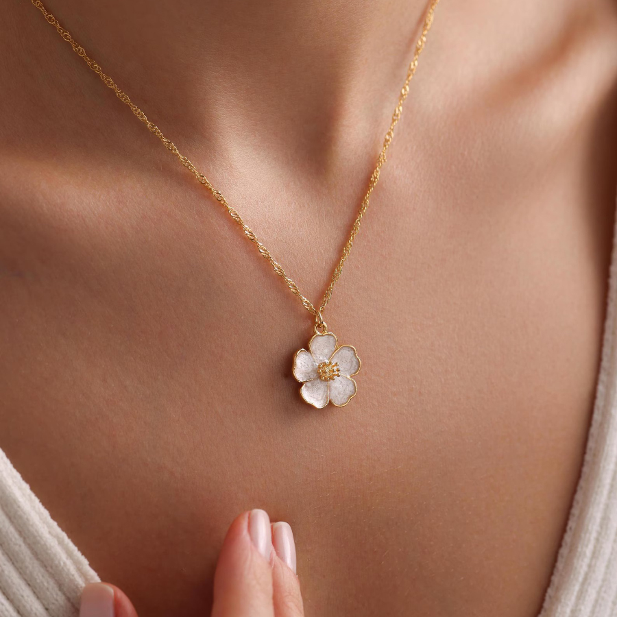 Trendy Cute Flower Shape Pendant Necklace Various Colors Flower Pendant Chain For Original New Chinese Fashion Link Chains