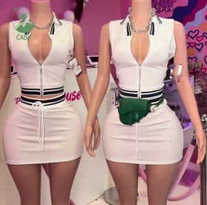 Set Baju Olahraga Wanita Baru dengan Logo Kustom, Atasan Vest Polo dan Rok, Pakaian Resort, Set Rok 2 Potong untuk Wanita Musim Panas - Product Image 1