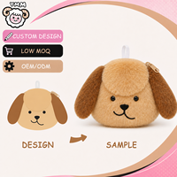Porte-monnaie en peluche personnalisé en forme de chien, pochette en peluche OEM ODM, oreilles tombantes, fermeture éclair, poupée en peluche douce pour pièces de monnaie, cadeau