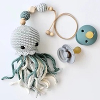 Lapin en peluche pieuvre Koala animaux Amigurumi Crochet sécurité bébé dentition hêtre en bois à la main crochet sucette chaînes