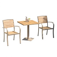 Ensemble table et chaises d'extérieur en métal avec structure en aluminium, résistant à l'eau et aux rayons UV, idéal pour cour, terrasse, jardin, café de loisirs
