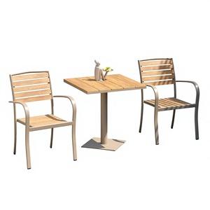 Ensemble table et chaises d'extérieur en métal avec structure en aluminium, résistant à l'eau et aux rayons UV, idéal pour cour, terrasse, jardin, café de loisirs - Product Image 1