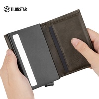Dompet Kartu Kredit Bisnis TILONSTAR Berkualitas Tinggi dari Kulit & Aluminium dengan Fitur RFID Blocking