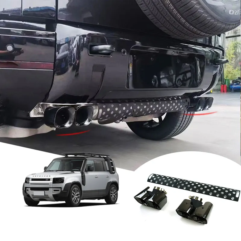 gloss Black Vehicle Tailpipe Exhaust Pipe with Burnt Stainless Steel Dual-outlet 2023 Defender Dual Tailpipe