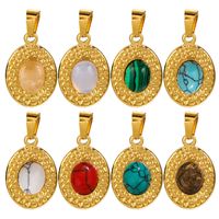 Collier pendentif ovale en turquoise en acier inoxydable rétro simple à la vente chaude Accessoires de personnalité Bijoux de mode Décorations