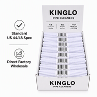 Prêt à expédier – Écologique – 44 bâtonnets de nettoyage blancs standard – 48 paquets dans une boîte de présentation standard – Tiges de nettoyage en coton de 6 pouces
