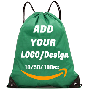 Wholesale Custom Polyester <b>Drawstring</b> <b>Backpack</b> Foldable Nylon Gym Bag with Letter Pattern Reusable Log Design Shopping Bags - Product Image 4