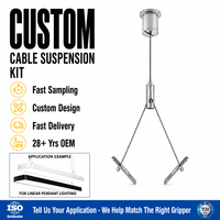 Kit de suspension de câble réglable sur mesure avec pince latérale en laiton et câble en acier inoxydable pour luminaires suspendus linéaires