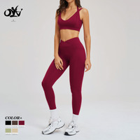 Ensembles de yoga et de sport décontractés, moulants, avec dos nu, design dos élégant, effet froncé aux fesses et taille croisée en V, pour la course et le fitness