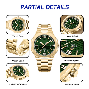 Reloj de Cuarzo de Acero Inoxidable para Hombre, Diseño Personalizado, Simple, Resistente al Agua, Clásico, Elegante, Luminoso - Product Image 3