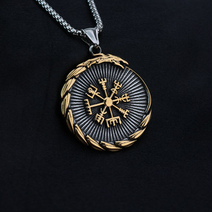 สไตล์นอร์ดิกวินเทจผู้ชายสแตนเลสสตีลจี้สัญลักษณ์ไวกิ้งเข็มทิศสร้อยคอเสน่ห์การออกแบบทางเรขาคณิตของขวัญเครื่องประดับ - Product Image 2
