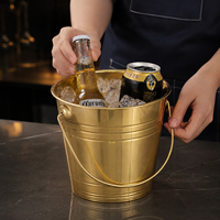 Seau à champagne en acier inoxydable 304, seau à glace, refroidisseur de bouteilles 1L 1.5L 2L 2.5L 3L, refroidisseur de vin, de bière et de boissons avec poignées à double anneau
