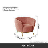 Chaises basses KSL, table basse élégante et fauteuil canapé, pieds en acier inoxydable, canapé simple en tissu de velours pour café et restaurant