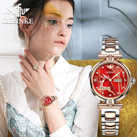 Oupinke jam tangan wanita Analog tali otomatis besi tahan karat mekanis otomatis produksi pabrik kustom oem 3180