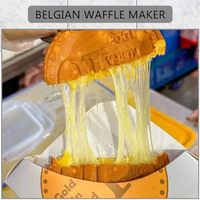 Machine à gaufres commerciale à gaz en forme de pièce de monnaie, antiadhésive, pour gâteaux en forme de pièce d'or, idéale pour la vente de street food, les snack-bars et les festivals