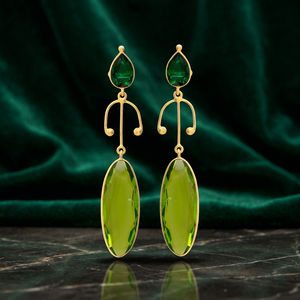 Handmade Brass Gemstone <b>Stud</b> Earrings Rhodium Plated Children's Engagement Ethnic Boho Fashion - Product Image 2