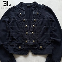 Veste Bomber en Jean Délavé Style Napoléon LARSUR, Coupe Slim, Col Montant, pour Moto, Veste Hussar en Jean Court