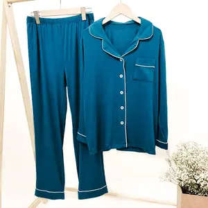 Leichte zweiteilige Damen pyjamas Weiche modale Rayon-Pyjamas mit langen Ärmeln Lässige Damen-Homewear