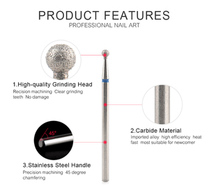 Fraise à ongles en diamant en forme de boule, tige de 3/32, nettoyeur de cuticules, fraise électrique pour manucure, accessoires pour ongles - Product Image 4