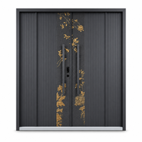 Porte coulissante double antivol en acier noir mat élégant avec longues poignées rectangulaires pour appartement et usage extérieur