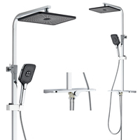 Système de douche mural réglable à 3 fonctions, ensemble de douche de bain en acier inoxydable de qualité supérieure avec étagère de rangement, accessoires de robinetterie