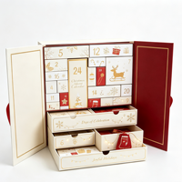 Boîte de calendrier de l'avent en carton recyclable de luxe au design personnalisé, fermeture magnétique, boîte de calendrier de l'avent 24 jours, boîte cadeau de Noël