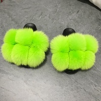 Pantoufles en fourrure de renard/raton laveur à 6 boules, blocs multicolores, personnalisé, livraison en vrac