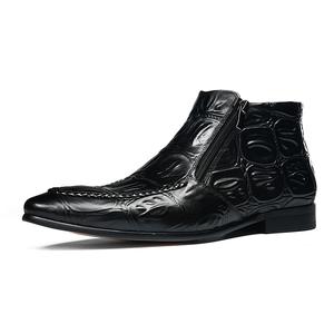 Bottines Chelsea en cuir décontractées rétro personnalisées pour hommes, bout pointu, tendance, légères pour l'hiver - Product Image 5