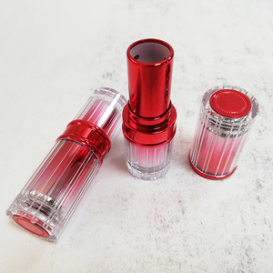 Envase de Lápiz Labial Personalizado con Franjas Verticales, Tubo de Lápiz Labial Vacío, Envase Cosmético de Plástico Transparente con Degradado Metalizado para Bálsamo Labial - Product Image 6