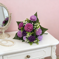 Bouquet réaliste d'hortensias et de chrysanthèmes en soie artificielle pour bureau, petit vase, décoration intérieure de table