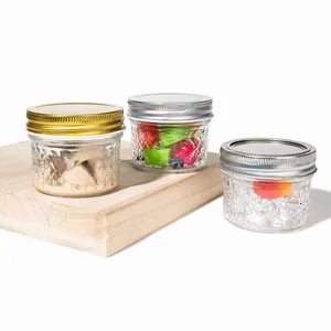 4 oz 8 oz 12 oz Wide mouth Food Storage acolchoado Glass Mason Jelly Jam Canning Sauce Jars With Metal Lid