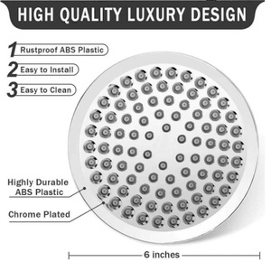 Pommeau de douche anti-fuite 6 pouces à effet pluie, haute pression, avec douchette à main intégrée, orientable et réglable - Product Image 2