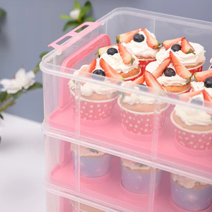 24 plastik besar 2-Tier gendongan kue dengan tumpukan dan toko fitur penjepit Cupcake untuk memudahkan pengorganisasi dan penyimpanan - Product Image 6