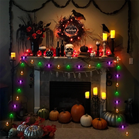 Guirlandes lumineuses LED pour décoration d'Halloween, citrouille, chauve-souris, fantôme, araignée, éclairage festif effrayant pour fête d'Halloween, lumières décoratives
