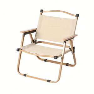 Chaise de camping pliable de haute qualité, légère, portable, pour l'extérieur, la plage, avec poignée en bois - Product Image 4