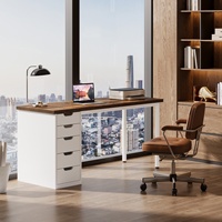 Bureau d'ordinateur moderne et simple, 47 pouces, avec 5 tiroirs réversibles, table d'étude et d'écriture en brun rustique