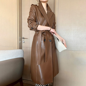 Cappotti Lunghi Marroni da Donna in Vera <span class=keywords><strong>Pelle</strong></span> di Pecora per Signore - Product Image 2