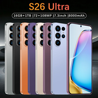 Smartphone S26 Ultra Ghana 7,3 pouces 90Hz LED Android 15 16 Go 1 To 108 MP 8800 mAh Deca Core 5G Double SIM Carte TF Face ID GPS Métal