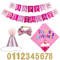 Vente en gros de bandana d'anniversaire pour chien, ensemble de bannières et de ballons, accessoires de fête d'anniversaire pour chien