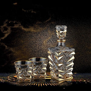 Ingrosso 5 pezzi 850ml senza piombo in oro rifiniture quadrate liquore di whisky Decanter con occhiali per regalo di compleanno - Product Image 4