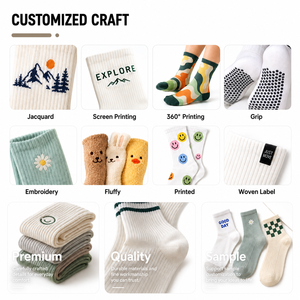 Free Sample Low MOQ Indoor Premium Crew Knitted Print Pilates <b>Socks</b> for Women <b>Custom</b> Non-slip Cotton Yoga <b>Grip</b> <b>Socks</b> - Product Image 5
