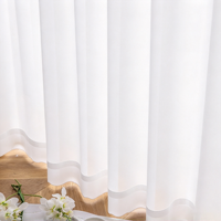 Rideau brodé sur mesure, Rideau transparent à motif couronne, Rideau transparent blanc pour l'intimité