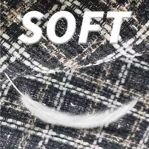 최고의 가격 무거운 무게 265GSM 짠 모직 폴리에스터 직물 직물 의류 격자 무늬 혼합 트위드 직물 여성 의류 - Product Image 4