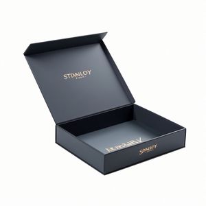 Custom Black Rigid Cardboard Gift Packaging Box Magnet Closure Handle Glossy Matt Lamination Options for Cosmetic Gift Packaging - Product Image 3