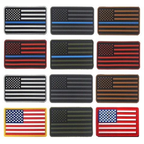 American Flag PVC Badge Patches Various Colors Embroidered with Hook and Loop Fastener for Clothes for Tactical Use