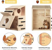 Nid d'écureuil suspendu créatif en bois et maison de rangement pour noix d'extérieur avec fenêtre de visualisation, mangeoire à écureuils en bois