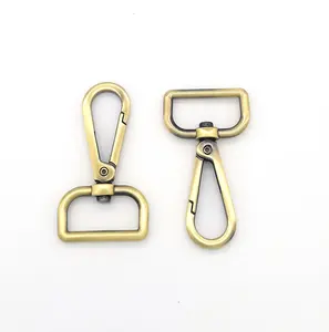 Swivel Eye Snap Hooks Bolt Spring Snap Hooks For Purse Antique Brass Snap Hook For Handbag Durable Purse Hardware Bag Clasps