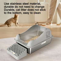 ZMaker 2024 Boîte à Litière pour Chat en Métal avec Couvercle Boîte à Litière Extra Large Conception de Queue de Chat Boîte à Litière pour Chat en Acier Inoxydable avec Face Élevée